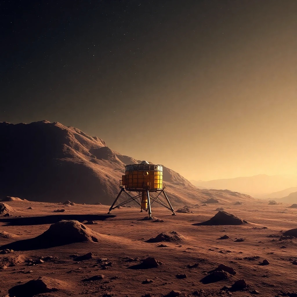 Una representación artística del aterrizador Beagle 2 en la superficie de Marte.