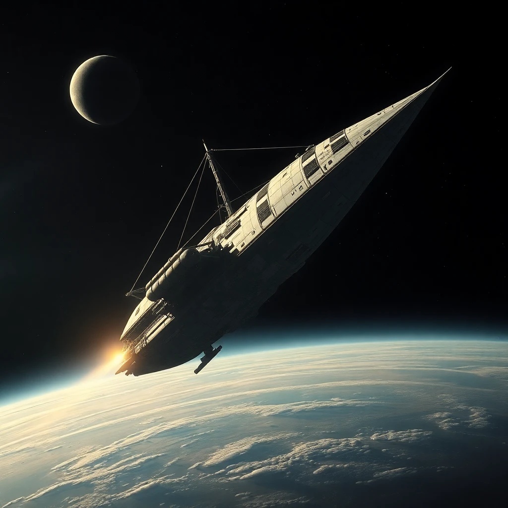 Una imagen de la nave espacial Mariner 4 volando Marte.