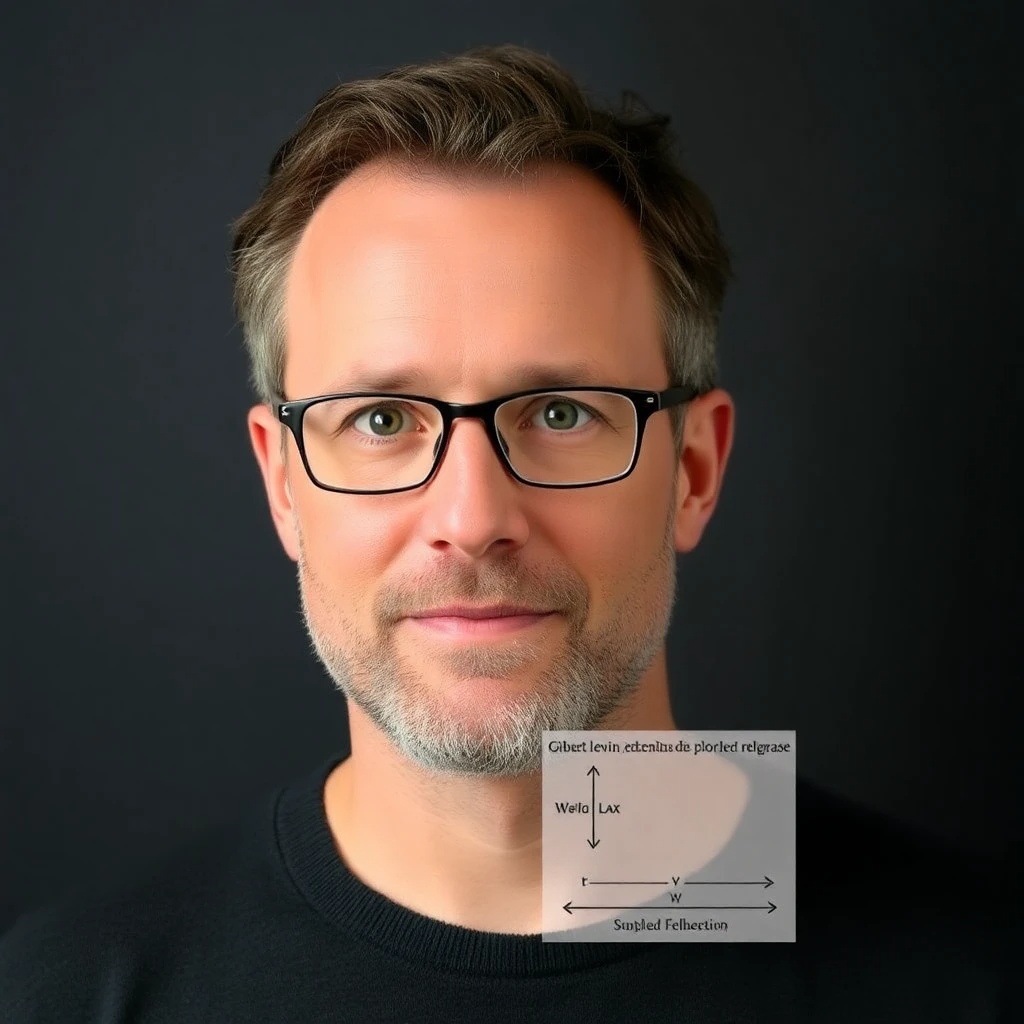 Un retrato de Gilbert Levin y un diagrama del experimento Labeled Release.