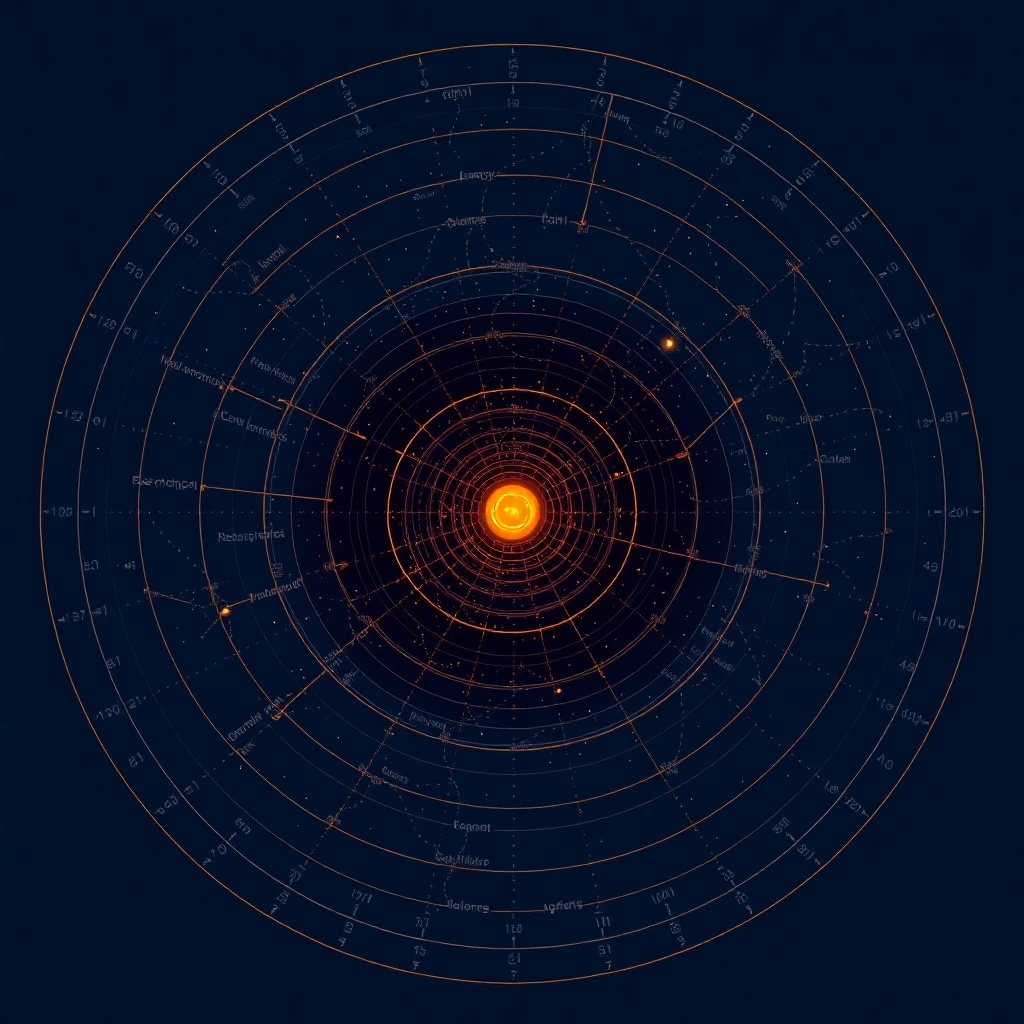 Un diagrama de las esferas celestes de Walter Russell, mostrando las pulsaciones rítmicas de energía y la interconexión de todas las cosas en el universo.